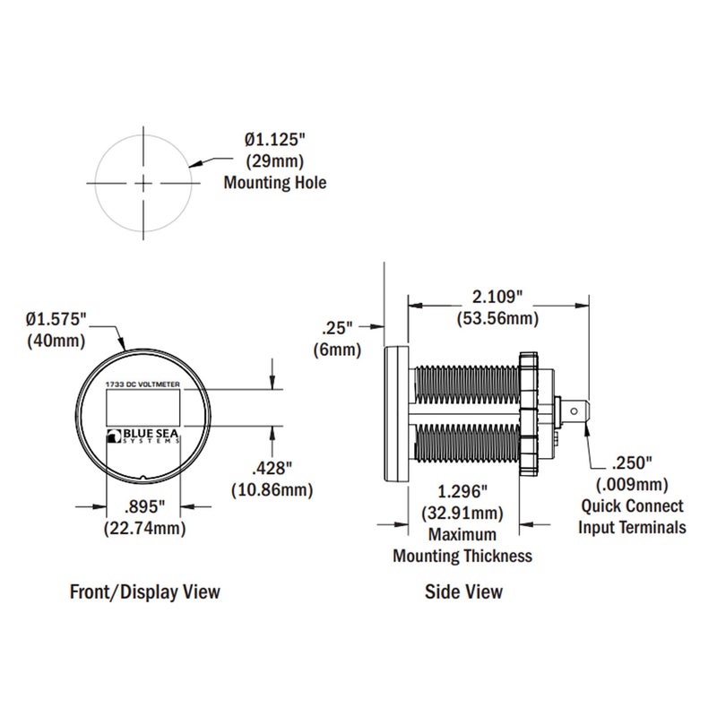 Blue Sea Systems 1733200 Mini OLED DC Voltmeter, Blue - Image 2
